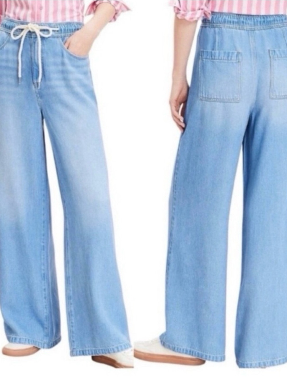 NEW Light Wash LOFT The Palazzo Blue Wide Leg Jeans 27 4 NWT